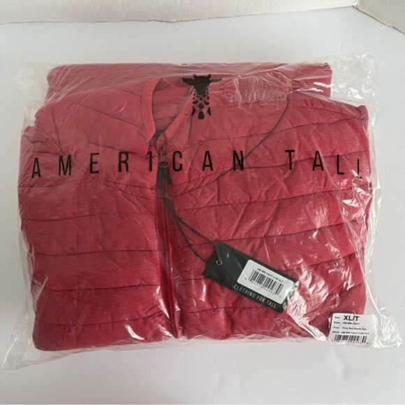 American Tall - Men's Packable Puffer Jacket - Red Space Dye. Size: XLT. (1710) - Picture 2 of 14